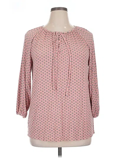 Pre-owned Croft & Barrow 3/4 Sleeve Blouse In Pink