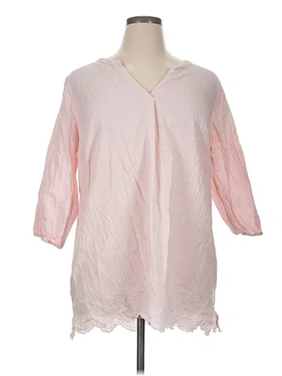 Pre-owned Croft & Barrow 3/4 Sleeve Blouse In Pink