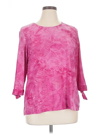 Pre-owned Croft & Barrow 3/4 Sleeve Blouse In Pink
