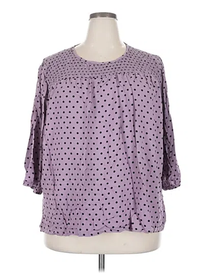 Pre-owned Croft & Barrow 3/4 Sleeve Blouse In Purple