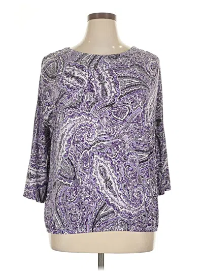 Pre-owned Croft & Barrow 3/4 Sleeve Blouse In Purple