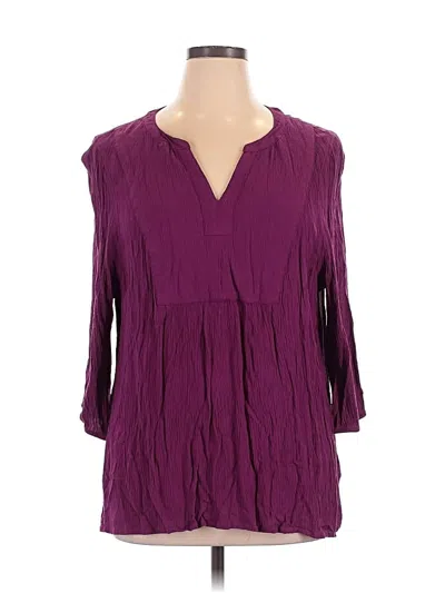 Pre-owned Croft & Barrow 3/4 Sleeve Blouse In Purple