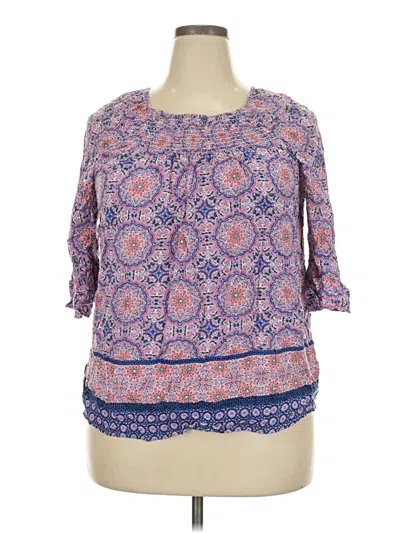 Pre-owned Croft & Barrow 3/4 Sleeve Blouse In Purple