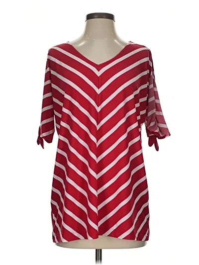 Pre-owned Croft & Barrow 3/4 Sleeve Blouse In Red