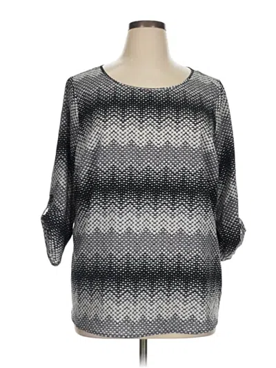 Pre-owned Croft & Barrow 3/4 Sleeve Blouse In Silver