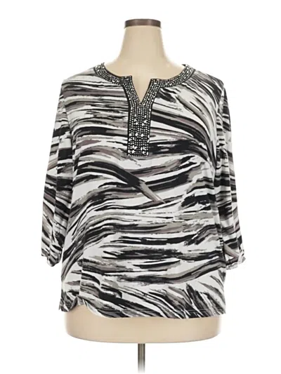 Pre-owned Croft & Barrow 3/4 Sleeve Blouse In Silver