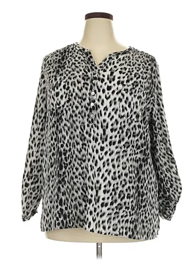 Pre-owned Croft & Barrow 3/4 Sleeve Blouse In Silver