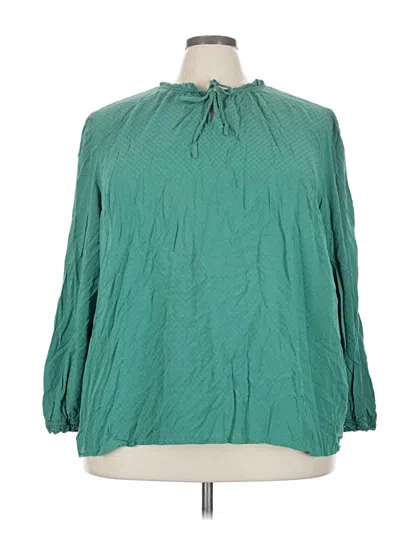 Pre-owned Croft & Barrow 3/4 Sleeve Blouse In Teal
