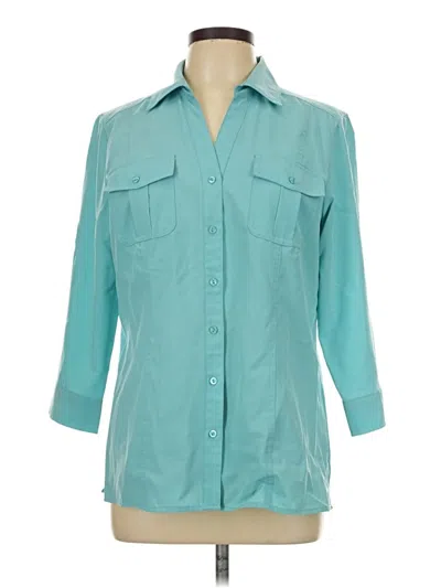 Pre-owned Croft & Barrow 3/4 Sleeve Blouse In Teal