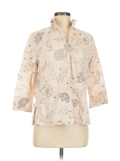 Pre-owned Croft & Barrow 3/4 Sleeve Blouse In White