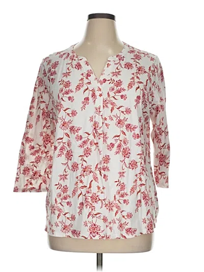 Pre-owned Croft & Barrow 3/4 Sleeve Blouse In White