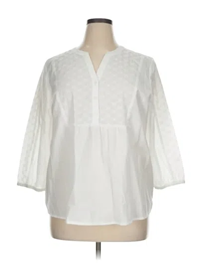Pre-owned Croft & Barrow 3/4 Sleeve Blouse In White