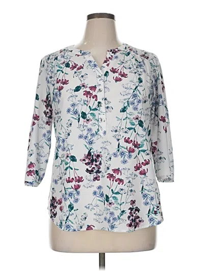 Pre-owned Croft & Barrow 3/4 Sleeve Blouse In White