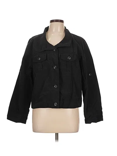 Pre-owned Croft & Barrow 3/4 Sleeve Button Down Shirt In Black