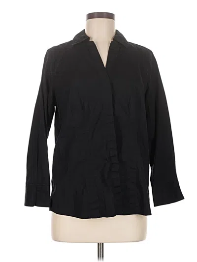 Pre-owned Croft & Barrow 3/4 Sleeve Button Down Shirt In Black