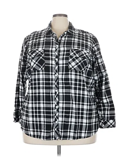 Pre-owned Croft & Barrow 3/4 Sleeve Button Down Shirt In Black