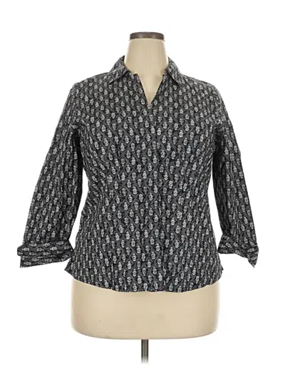 Pre-owned Croft & Barrow 3/4 Sleeve Button Down Shirt In Black