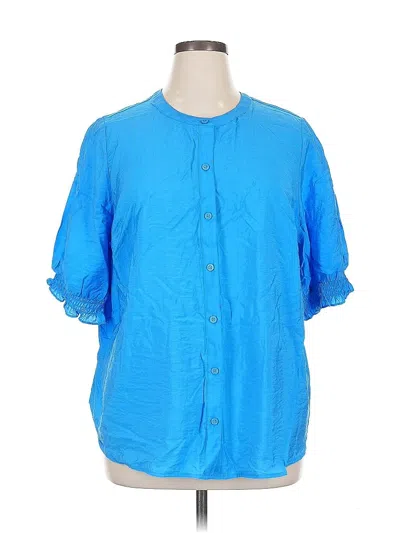 Pre-owned Croft & Barrow 3/4 Sleeve Button Down Shirt In Blue