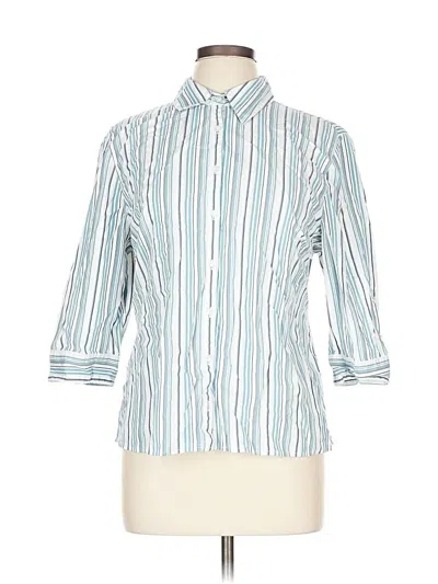 Pre-owned Croft & Barrow 3/4 Sleeve Button Down Shirt In Blue