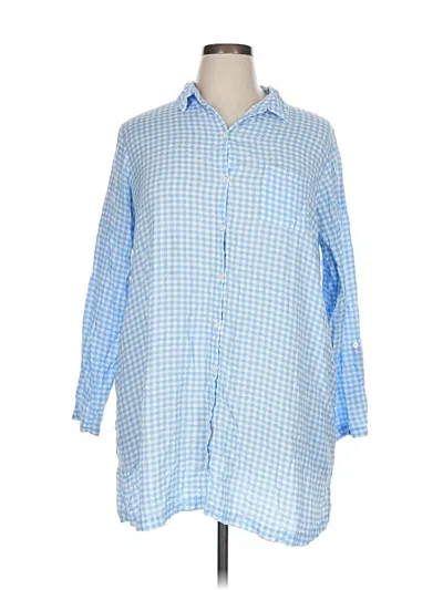 Pre-owned Croft & Barrow 3/4 Sleeve Button Down Shirt In Blue