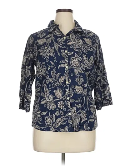 Pre-owned Croft & Barrow 3/4 Sleeve Button Down Shirt In Blue