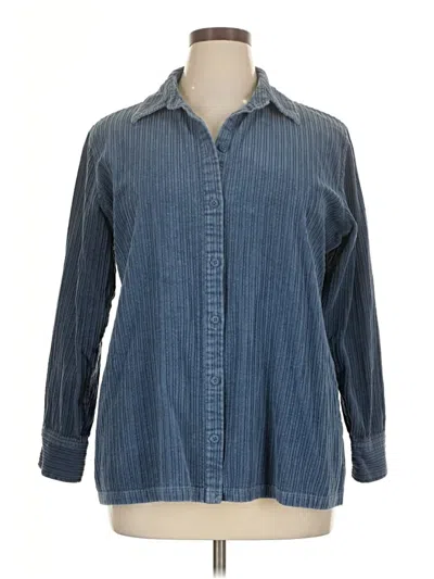 Pre-owned Croft & Barrow 3/4 Sleeve Button Down Shirt In Blue