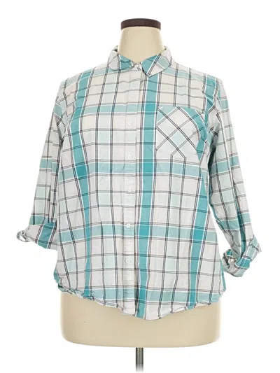 Pre-owned Croft & Barrow 3/4 Sleeve Button Down Shirt In Blue
