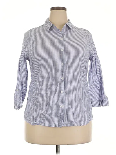 Pre-owned Croft & Barrow 3/4 Sleeve Button Down Shirt In Blue
