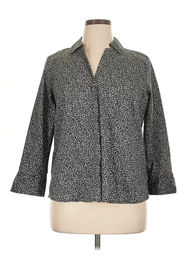 Pre-owned Croft & Barrow 3/4 Sleeve Button Down Shirt In Gray