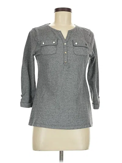 Pre-owned Croft & Barrow 3/4 Sleeve Button Down Shirt In Gray