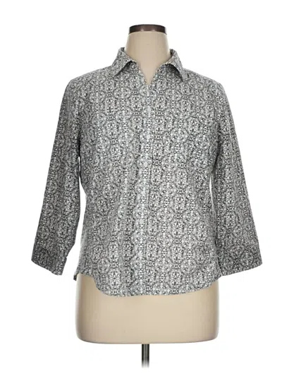 Pre-owned Croft & Barrow 3/4 Sleeve Button Down Shirt In Gray