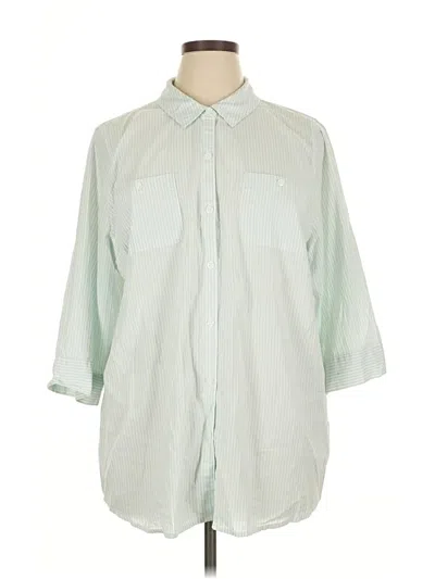 Pre-owned Croft & Barrow 3/4 Sleeve Button Down Shirt In Green