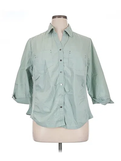 Pre-owned Croft & Barrow 3/4 Sleeve Button Down Shirt In Green