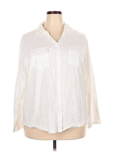 Pre-owned Croft & Barrow 3/4 Sleeve Button Down Shirt In Ivory