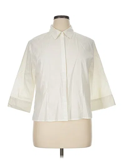 Pre-owned Croft & Barrow 3/4 Sleeve Button Down Shirt In Ivory