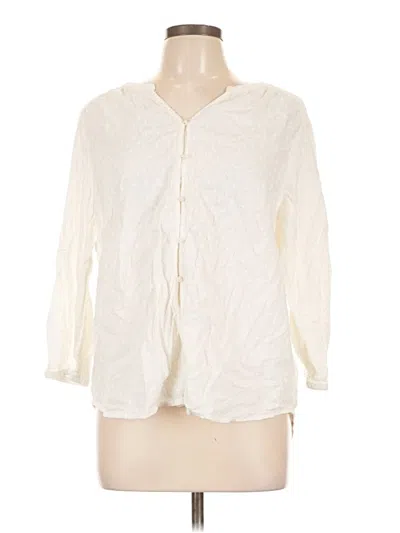 Pre-owned Croft & Barrow 3/4 Sleeve Button Down Shirt In Ivory
