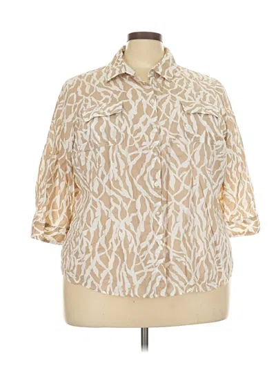 Pre-owned Croft & Barrow 3/4 Sleeve Button Down Shirt In Ivory