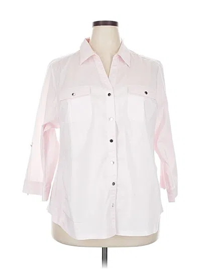 Pre-owned Croft & Barrow 3/4 Sleeve Button Down Shirt In Pink