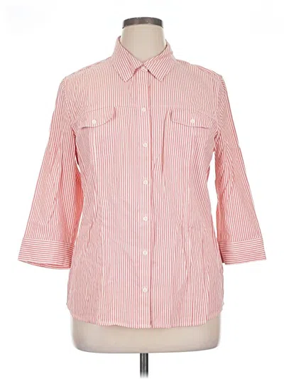 Pre-owned Croft & Barrow 3/4 Sleeve Button Down Shirt In Pink
