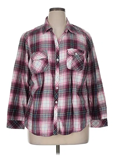 Pre-owned Croft & Barrow 3/4 Sleeve Button Down Shirt In Pink