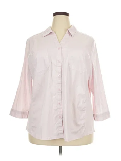 Pre-owned Croft & Barrow 3/4 Sleeve Button Down Shirt In Pink