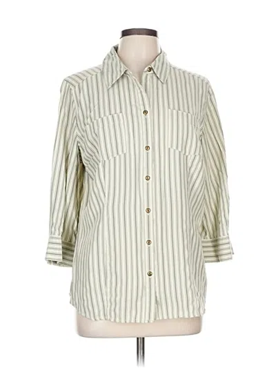 Pre-owned Croft & Barrow 3/4 Sleeve Button Down Shirt In White