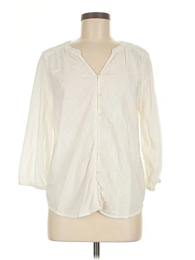 Pre-owned Croft & Barrow 3/4 Sleeve Button Down Shirt In White