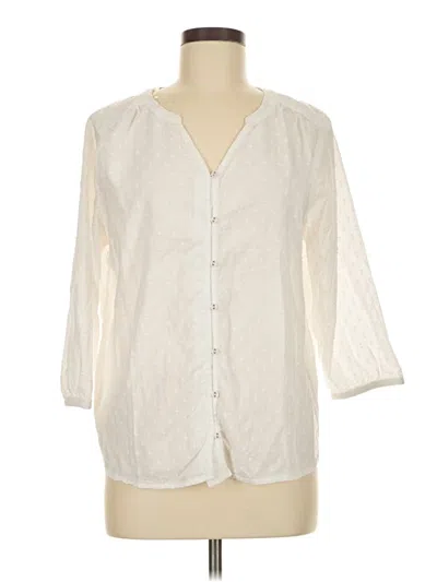 Pre-owned Croft & Barrow 3/4 Sleeve Button Down Shirt In White
