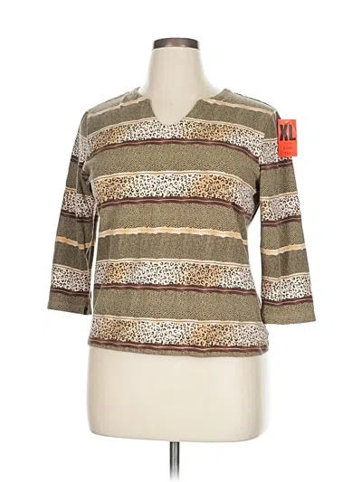 Croft & Barrow 3/4 Sleeve T-shirt In Brown