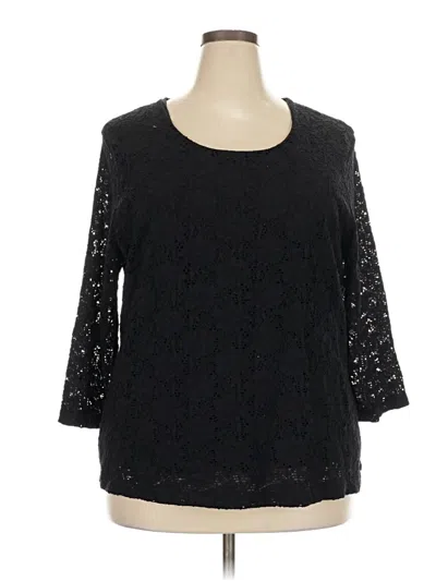 Pre-owned Croft & Barrow 3/4 Sleeve Top Black Boatneck Tops