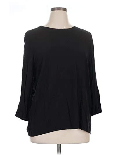 Pre-owned Croft & Barrow 3/4 Sleeve Top Black Boatneck Tops