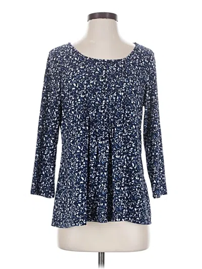 Pre-owned Croft & Barrow 3/4 Sleeve Top Blue Square Neckline Tops