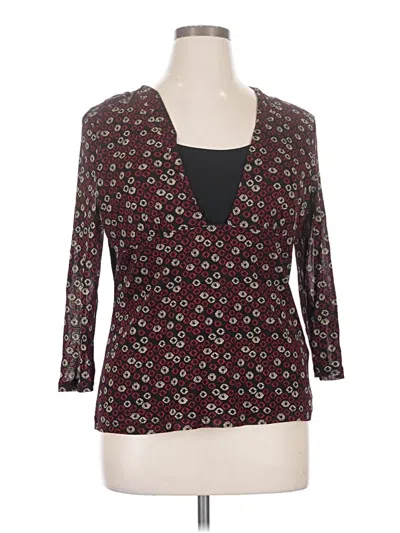 Pre-owned Croft & Barrow 3/4 Sleeve Top Burgundy Plunge Neckline Tops