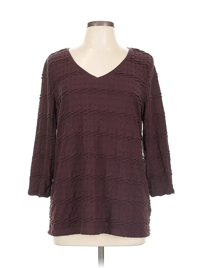 Pre-owned Croft & Barrow 3/4 Sleeve Top Burgundy V Neck Tops